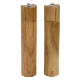Set of 2 Large Acacia Salt & Pepper Mills