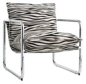 Armchair REMMELS zebra fabric/chrome