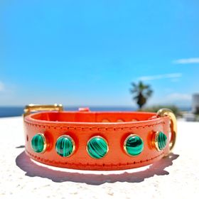 Charlie Collar Monarch Orange with Malachite 