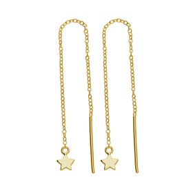 Gold Plated Silver Star Pull Through Earrings