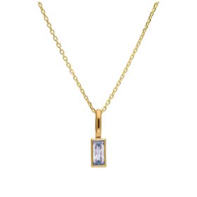 9ct Gold Baguette Alexandrite CZ Necklace