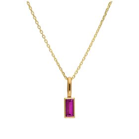 9ct Gold Baguette Ruby CZ Necklace