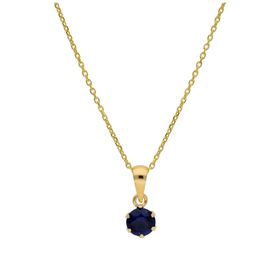 9ct Gold 5mm Round Claw Sapphire CZ Necklace