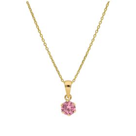 9ct Gold 5mm Round Claw Tourmaline CZ Necklace