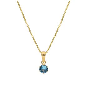 9ct Gold 5mm Round Claw Tanzanite CZ Necklace