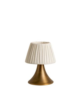 Cenare - aged brass and linen rechargeable table lamp