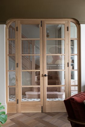 Japandi crittall doors in oak by Wood Works Brighton