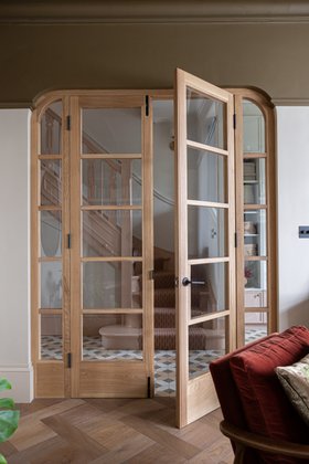 Japandi crittall doors in oak by Wood Works Brighton