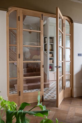 Japandi crittall doors in oak by Wood Works Brighton