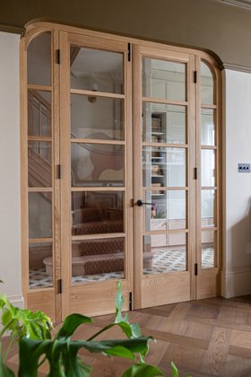 Japandi crittall doors in oak by Wood Works Brighton