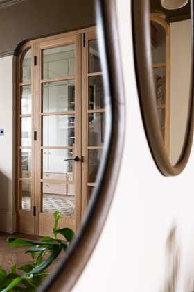 Japandi crittall doors in oak by Wood Works Brighton