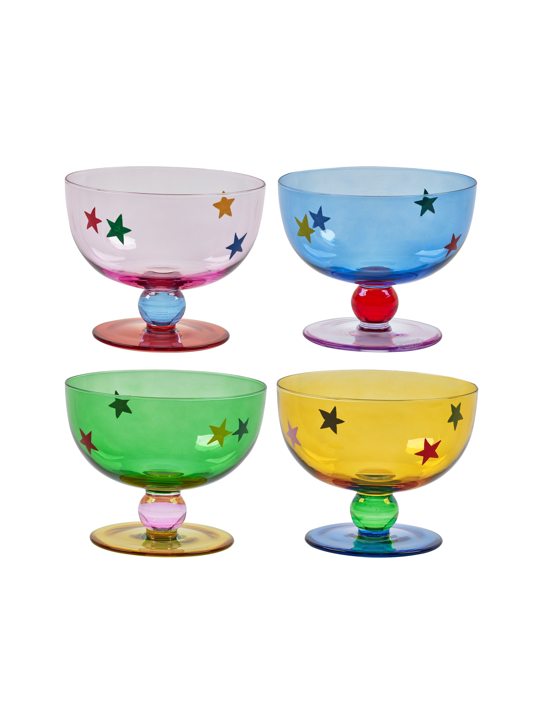 Eleanor Bowmer For Pure Table Top Fabulously Festive Set of 4 Footed Glass Dinner Bowls