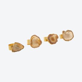 Agata Napkin Rings - Grey - Agate / Gold - Set of 4 from iamfy.co