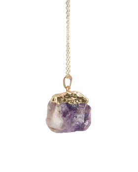 Amethyst Raw Crystal Pendant on Gold Chain Necklace