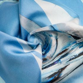 Sailing Regatta Silk Pocket Square By Otway & Orford, 'Blue Bird' In A Swirl