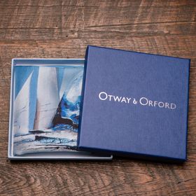 Sailing Regatta Silk Pocket Square By Otway & Orford, 'Blue Bird' In Gift Box