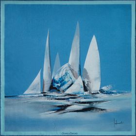 Sailing Regatta Silk Pocket Square By Otway & Orford, 'Blue Bird'