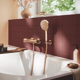 GROHE bathroom with Vitalio Joy+ 120 shower with Aquabooster technology & GROHE Essence tap in Warm Sunset