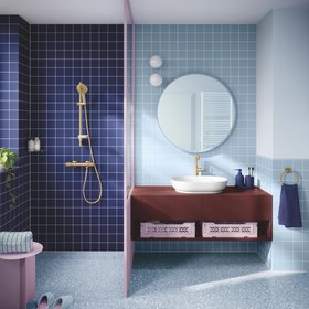 GROHE Bathroom With Vitalio Joy+ 120 Shower With Aquabooster Technology & GROHE Essence Tap In Brushed Warm Sunset