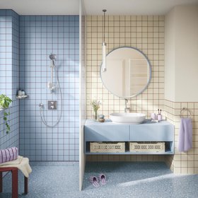 GROHE Bathroom With Vitalio Joy+ 120 Shower With Aquabooster Technology & GROHE Essence Tap In Chrome