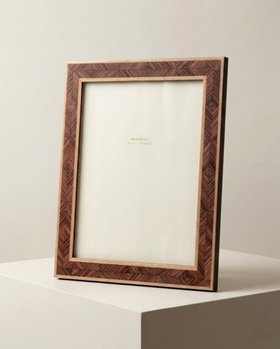 Alicia Handmade Walnut Herringbone Marquetry Photo Frame - Large