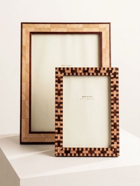 Luciana Handmade Oak Herringbone Marquetry Photo Frame - Large