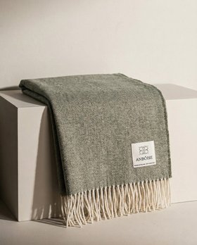 Yew Green Herringbone Merino Throw