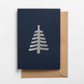 Osity Silver Christmas Tree on Deep Blue Christmas Card
