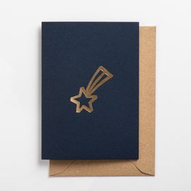 Osity Gold Star on Deep Blue Christmas Card