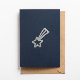 Osity Silver Star on Deep Blue Christmas Card