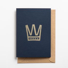 Osity Gold Crown on Deep Blue Christmas Card