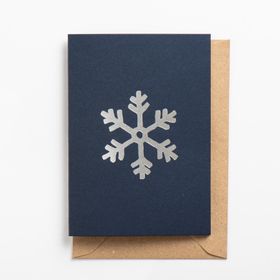 Osity Silver Snowflake on Deep Blue Christmas Card