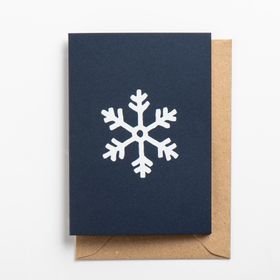 Osity White Snowflake on Deep Blue Christmas Card