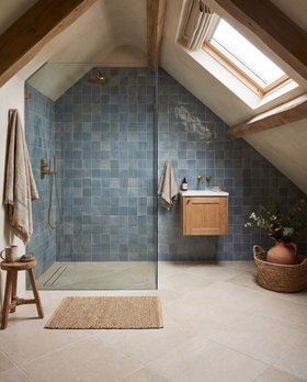 Porth Wen Beige 60x60 & Journeyman Zellige Soft Blue 10x10cm