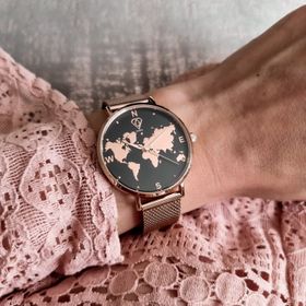 Asteria Carte du Monde Rose Gold Watch
