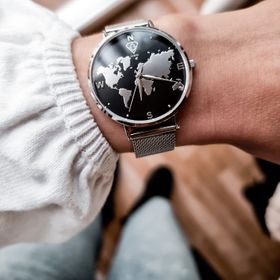 Selene Silver World Map Watch Dorsya