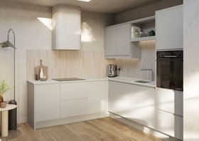 LochAnna Kitchens Tupsley collection in Limestone