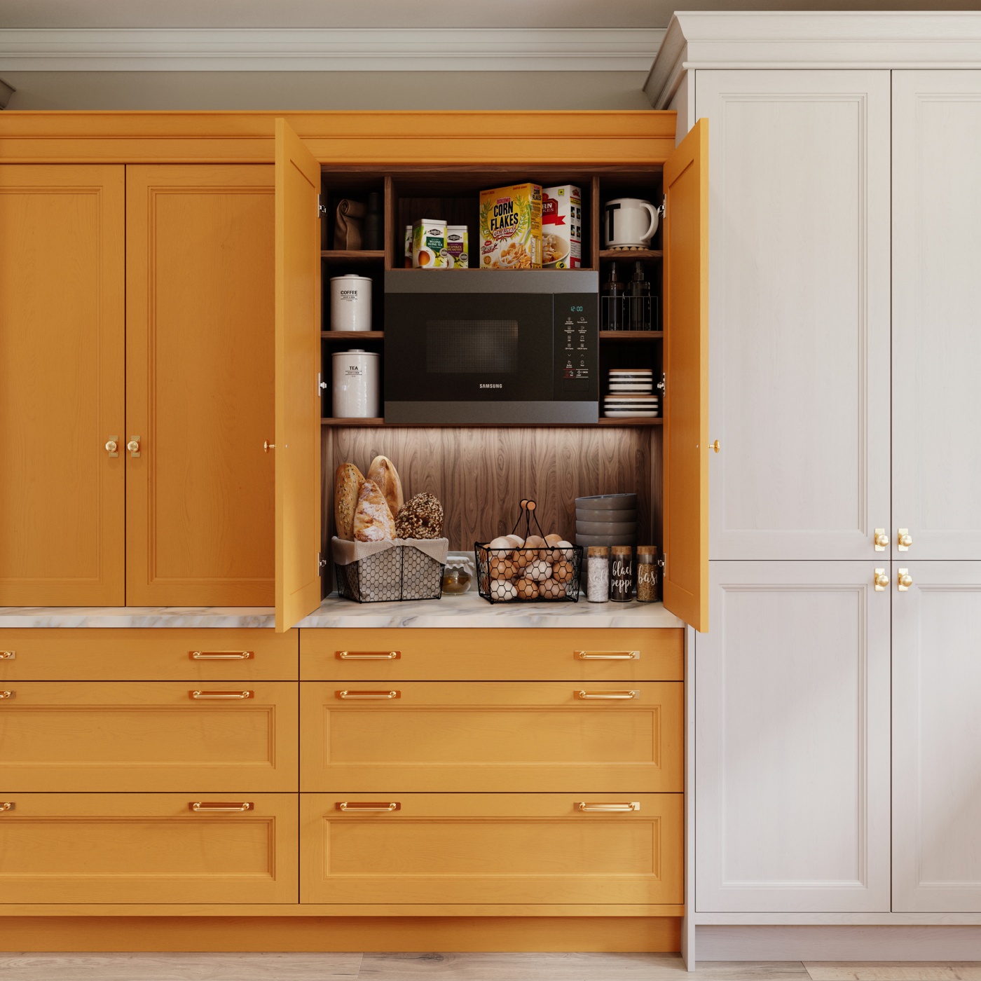Rowan Collection Breakfast Dresser in colour matched Warm Orange