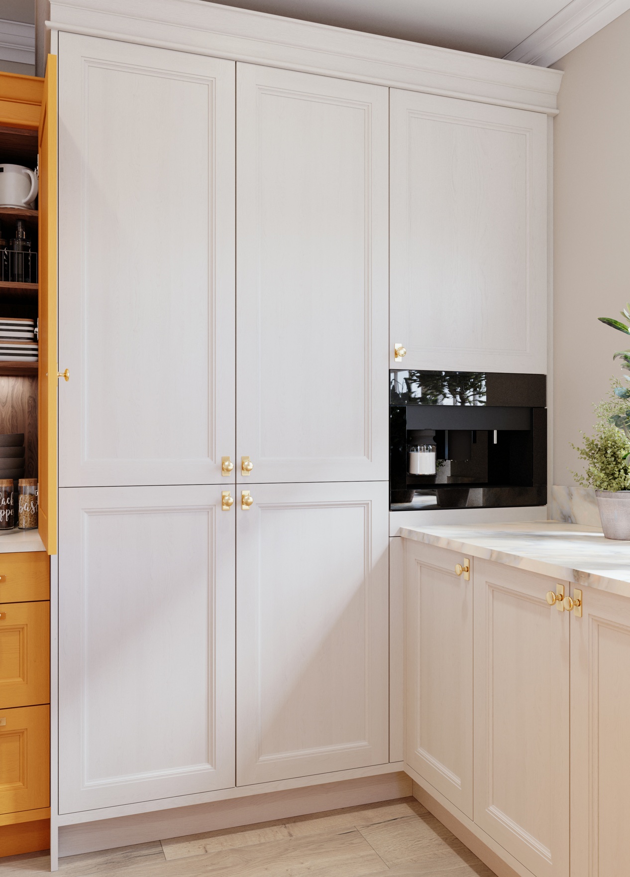 Rowan Collection Over Counter Corner Housing in Cashmere & colour matched Warm Orange