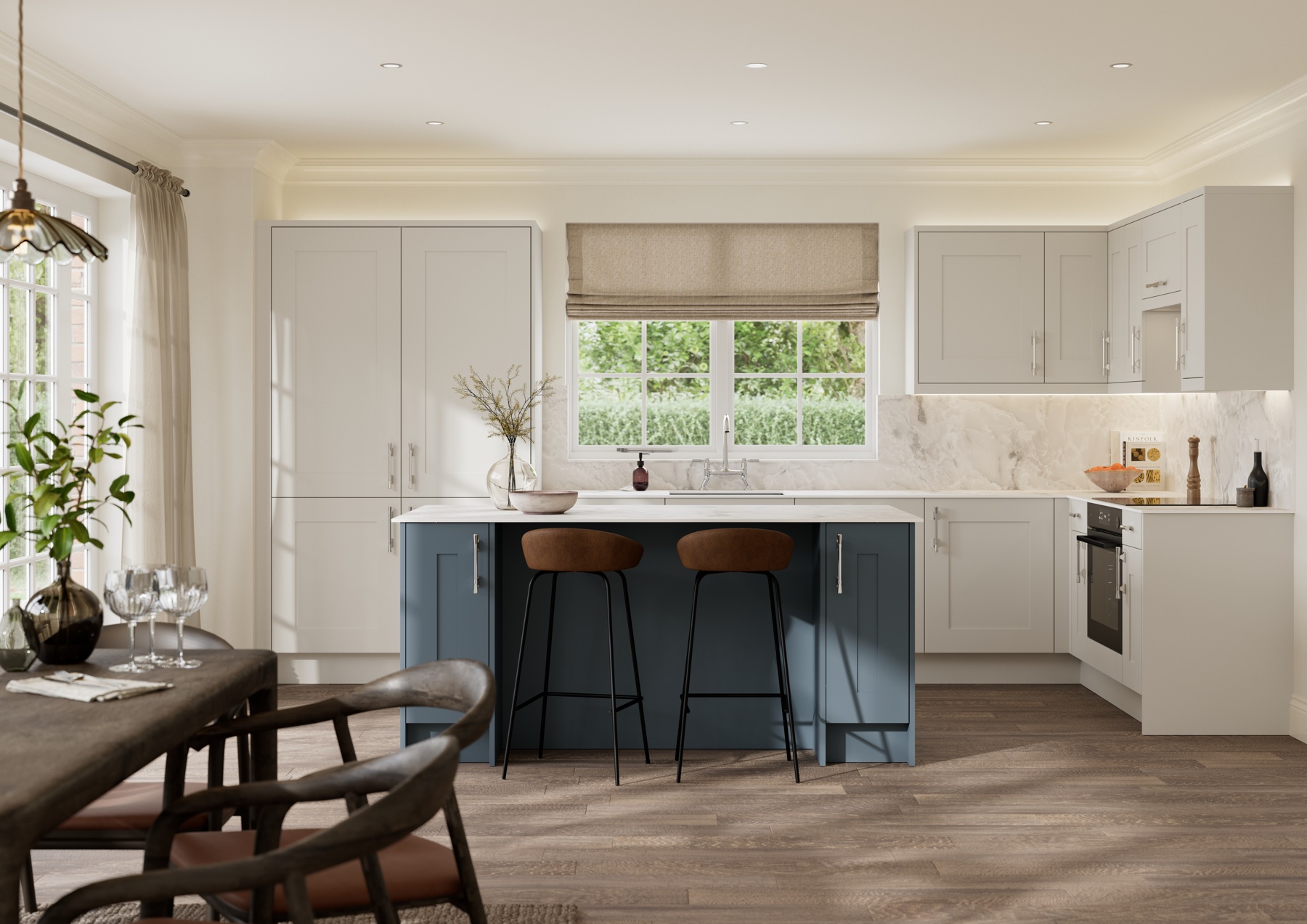 LochAnna Kitchens stocked kitchens Fownhope collection in Chalk White & Sea Blue