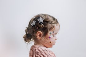 Large Glitter Star Hairclips, Silver
