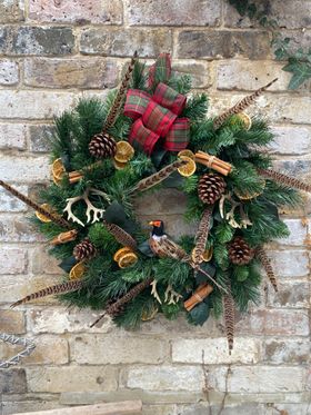 Luxury faux pheasant Highland Christmas Wreath