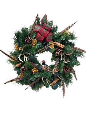 Luxury faux pheasant Highland Christmas Wreath