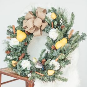 A partridge in a pear tree luxury faux Christmas Wreath
