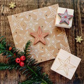 Christmas Bevelled Star Rubber Stamp