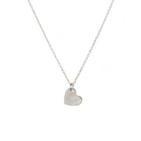 Silver Brushed Heart Necklace