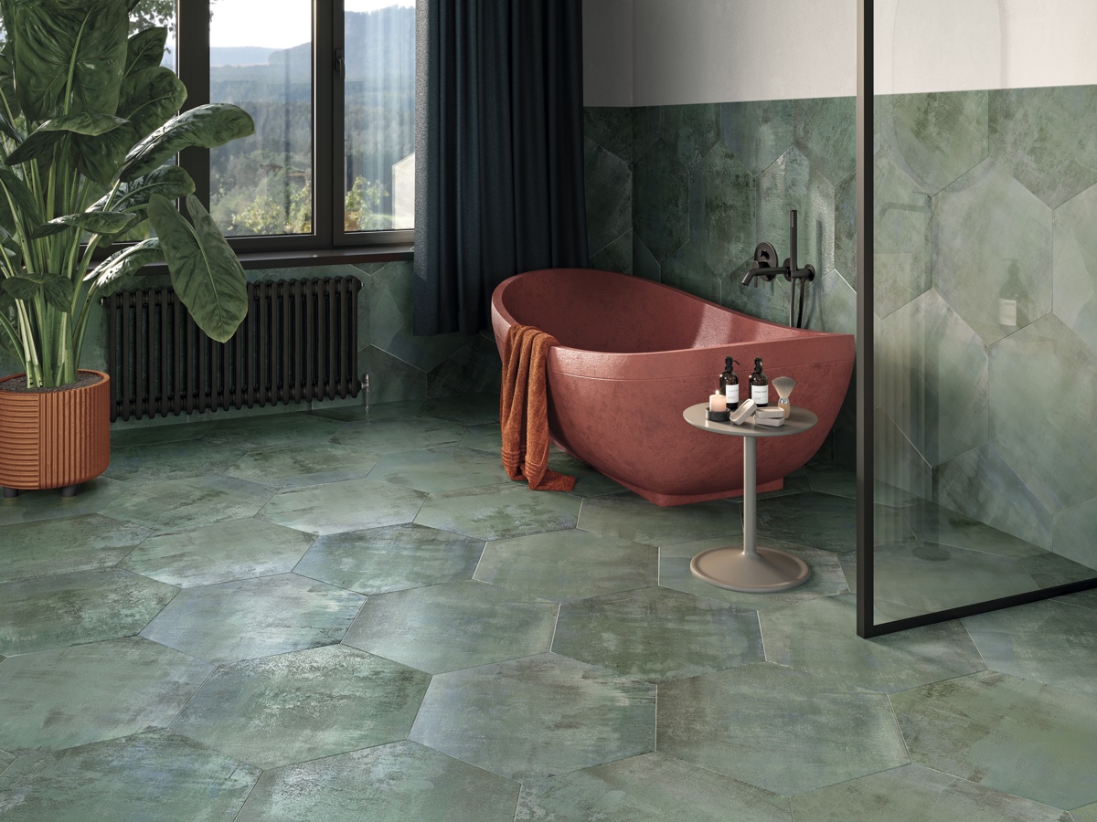 Vessel Teal Floor Tiles – Hexagon, Matt