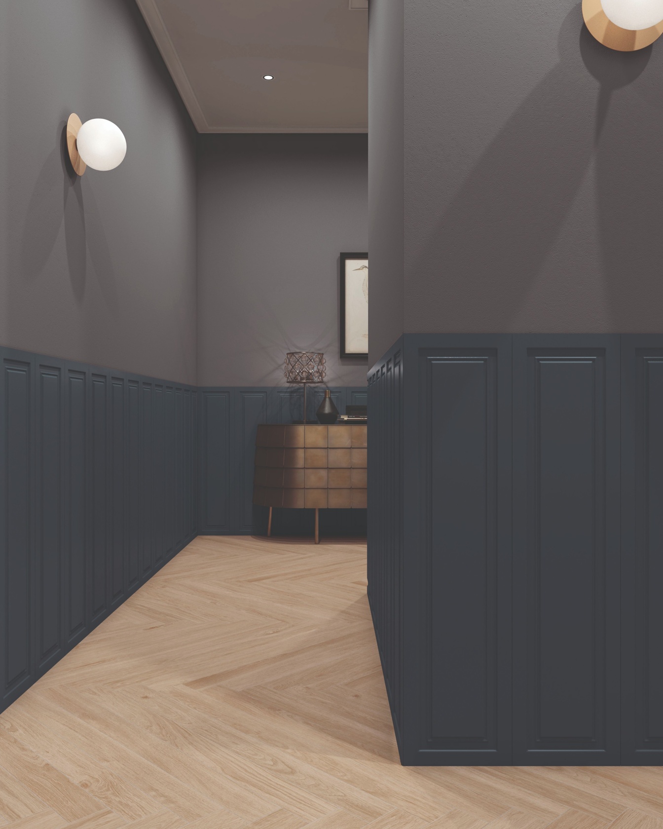 Boiserie Navy Blue Wall Panelling