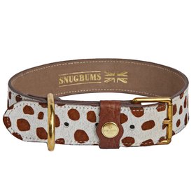 Luxury Leather White and Brown Spotted Dog Collar