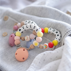 Sunshine & Rainbows Personalised Dummy Clip